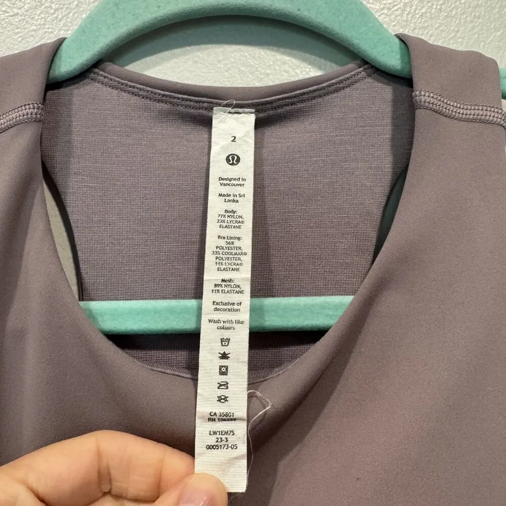 Lululemon Wunder Train Racerback Tank Top Mauve Built In Bra LW1EM7S Women sz 2